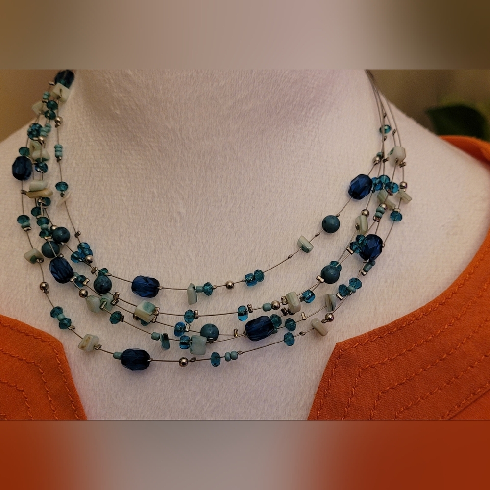 🥳5/$25🥳 Multi-Strand Teal Beaded Women's Necklace - Lightweight Layered Style